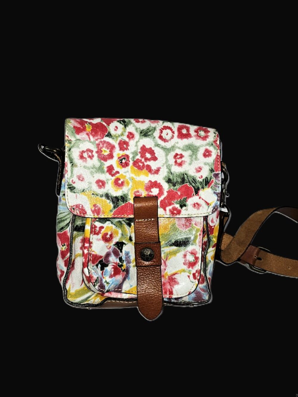 Patricia Nash Pink Floral Venezia Leather Crossbody Bag